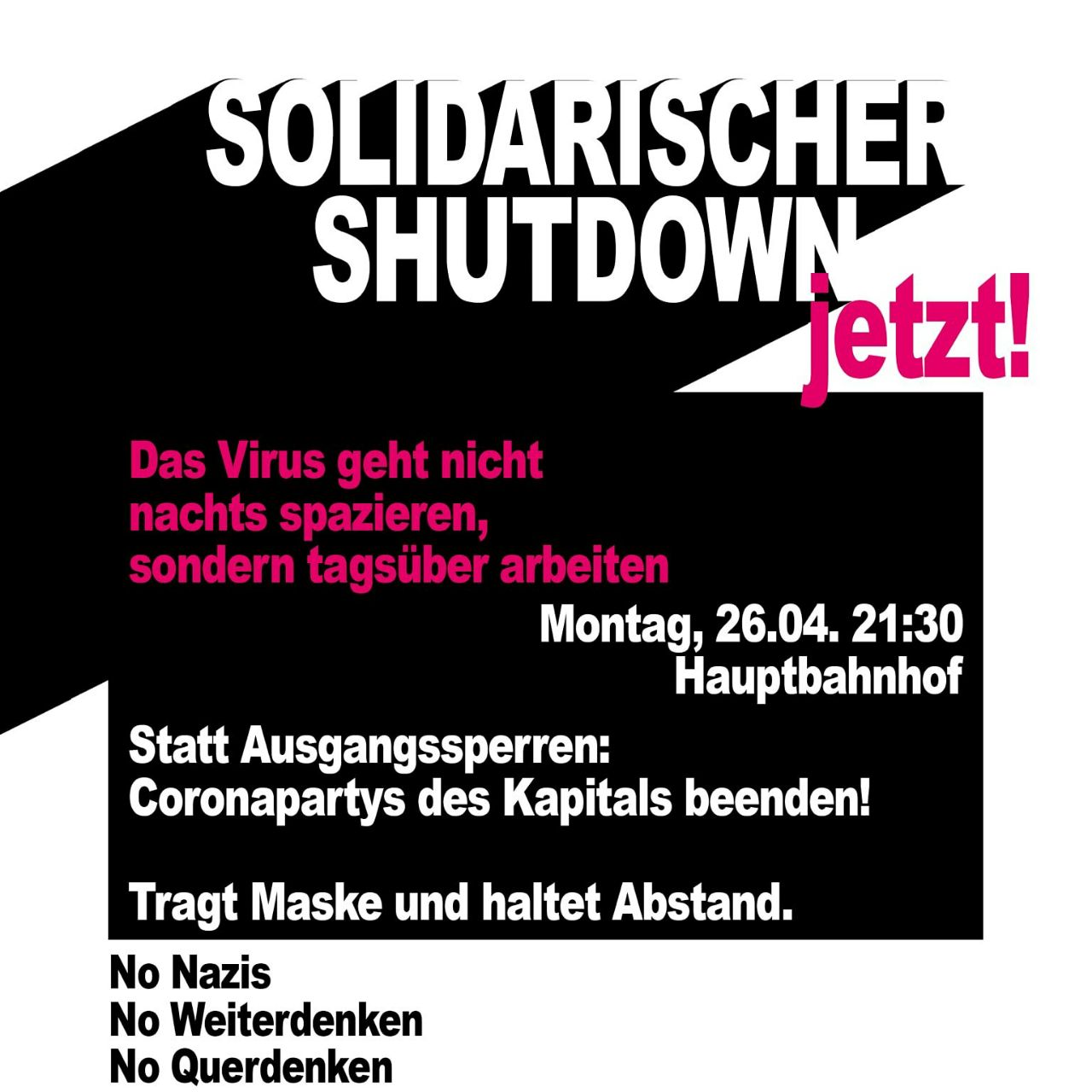 Demo: Solidarischer Shutdown statt Ausgangssperren!