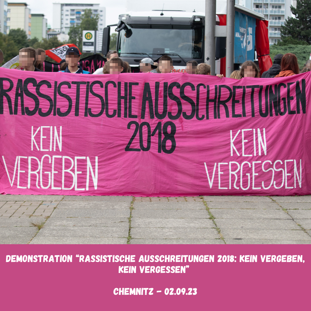 Redebeitrag und Grußwort am 02.09.23 “Chemnitz 2018 – Kein Vergeben, Kein Vergessen”